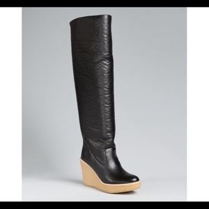 Stella McCartney Boots Black Knee High Wedge Heel